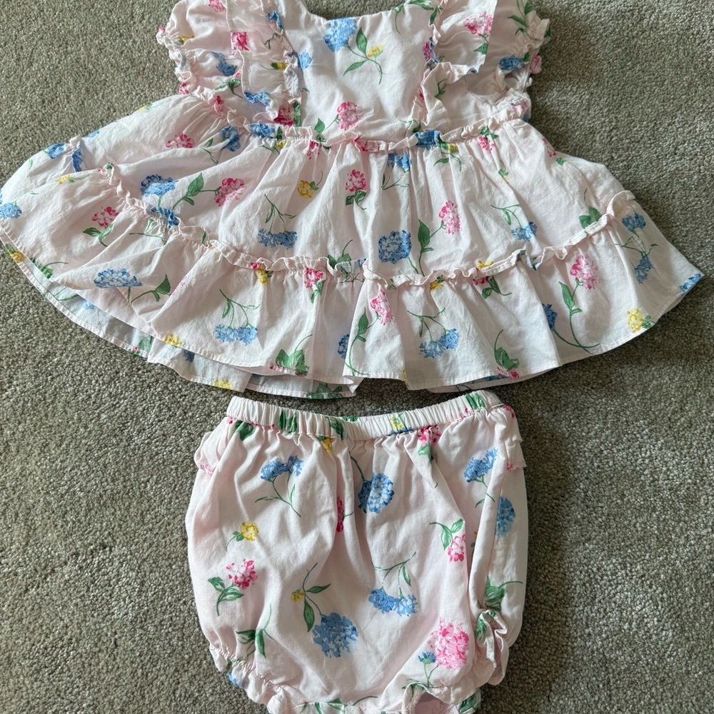 Janie and Jack Pink Floral Diaper Cover Set for 12-18 months babies